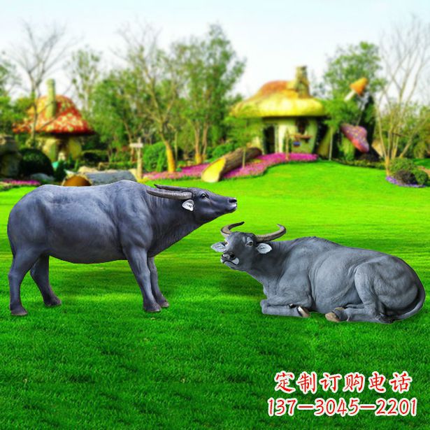 南京玻璃钢水牛雕塑,复古农家院情怀