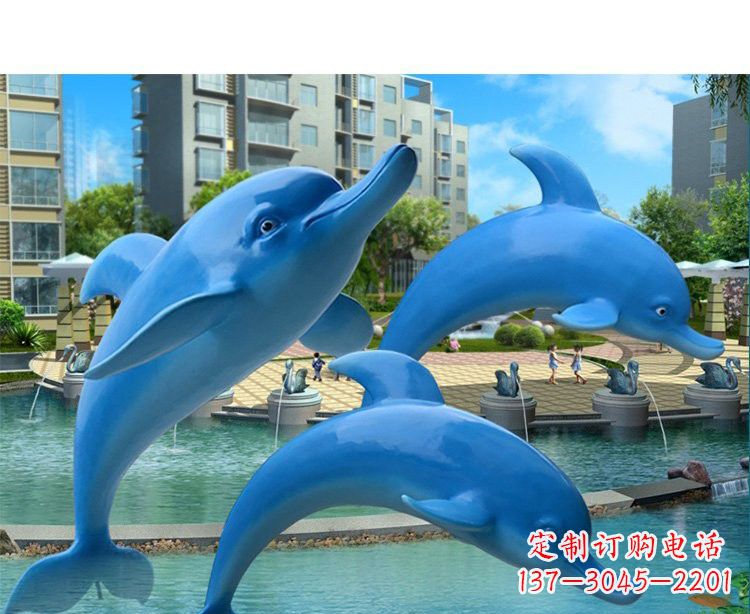 南京玻璃钢跳跃的海豚雕塑