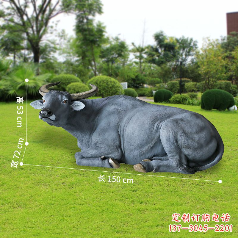 南京玻璃钢卧姿水牛雕塑——给人以宁静自然的感受