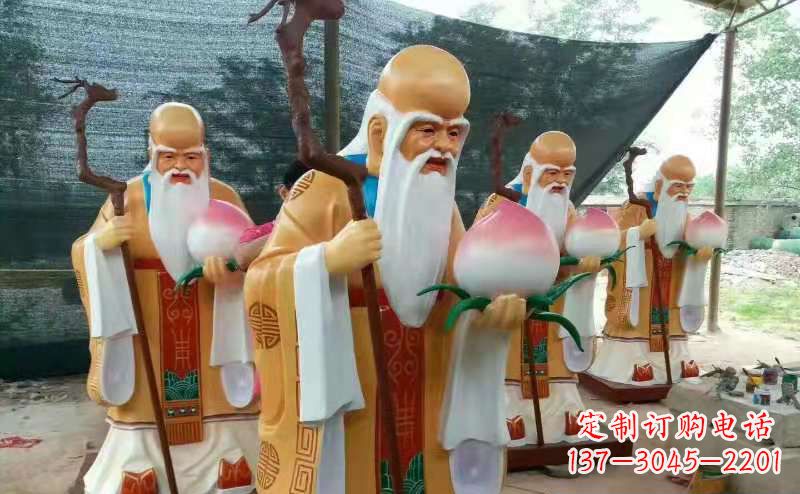南京玻璃钢宗教庙宇神像彩绘老寿星雕塑