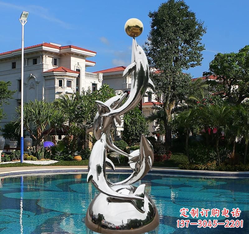 南京不锈钢海豚雕塑精美绝伦