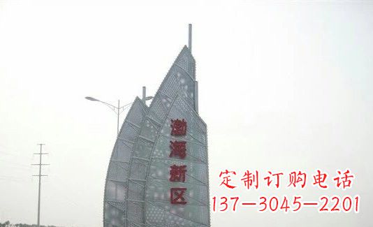 南京渤海新区精美不锈钢船帆雕塑