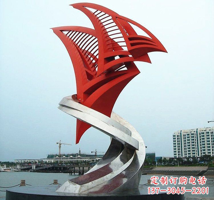 南京不锈钢彩色帆船雕塑