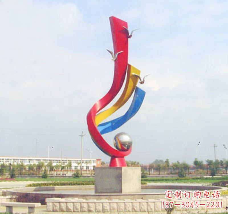南京不锈钢彩色海鸥海浪雕塑——美丽传承