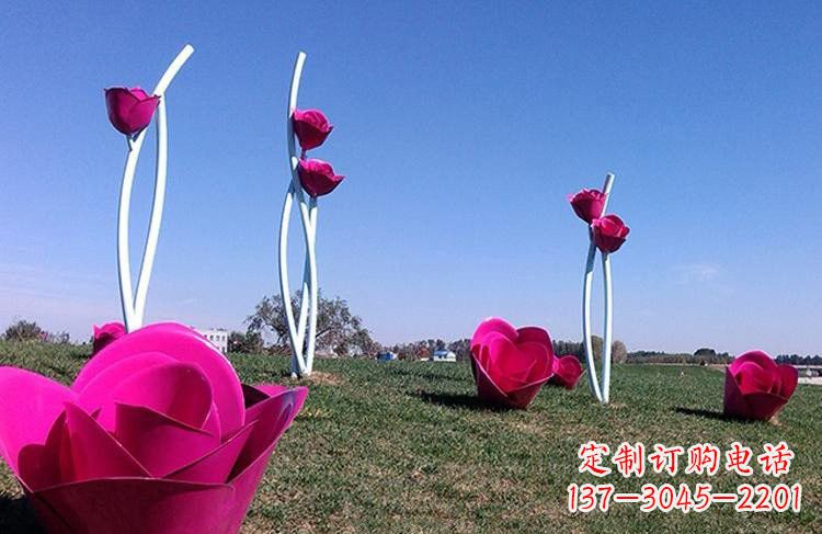 南京不锈钢彩色玫瑰雕塑艺术精美的象征