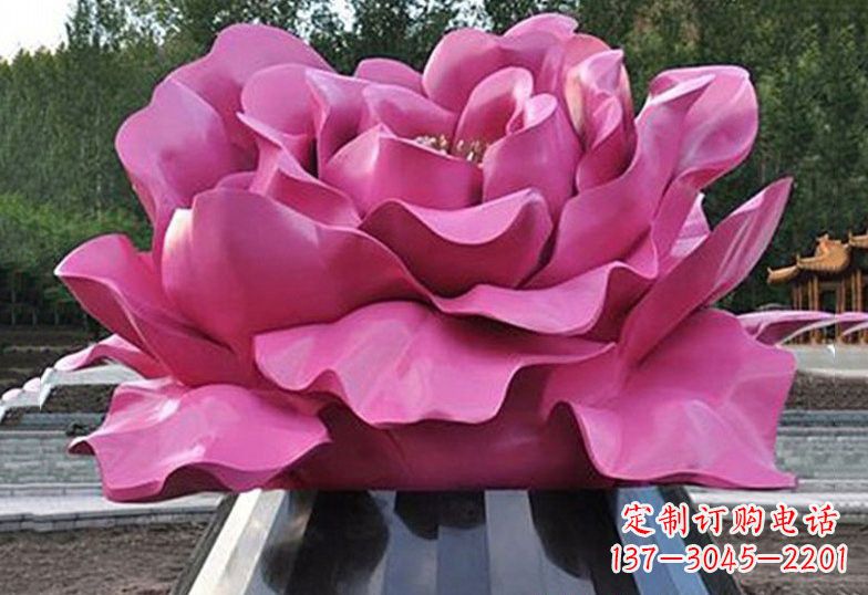 南京不锈钢彩色牡丹花雕塑美丽的艺术品