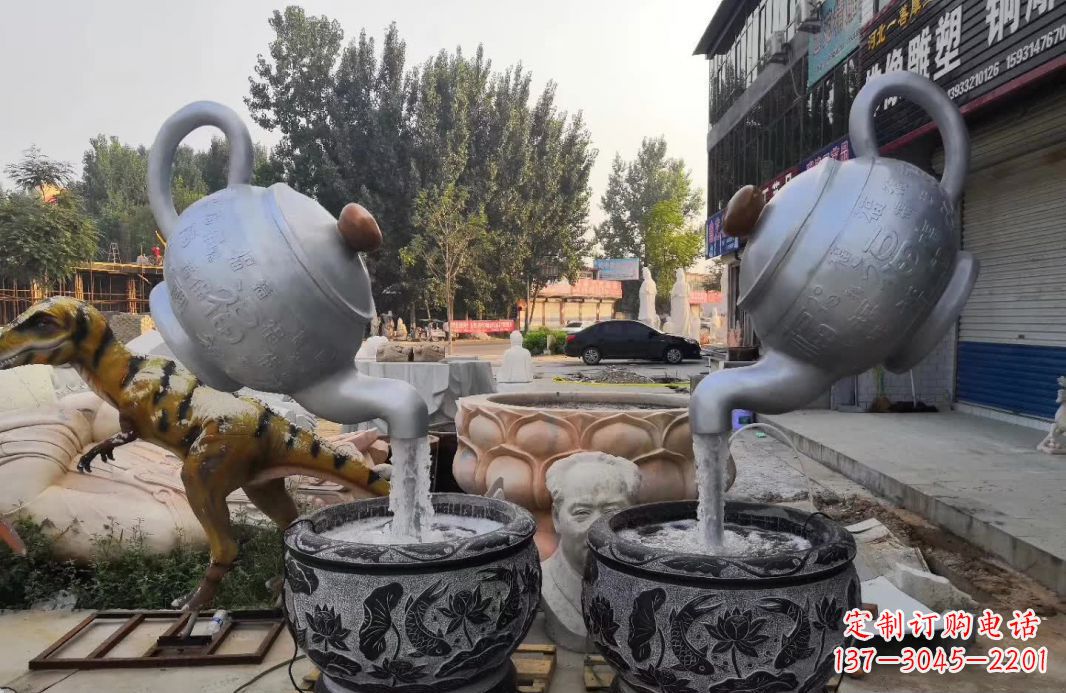 南京不锈钢茶壶喷泉雕塑