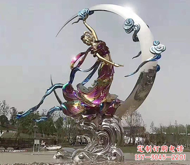 南京不锈钢嫦娥奔月雕塑 (2)