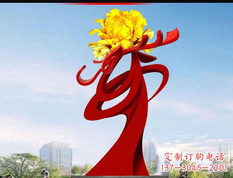 南京不锈钢城市大型牡丹花雕塑