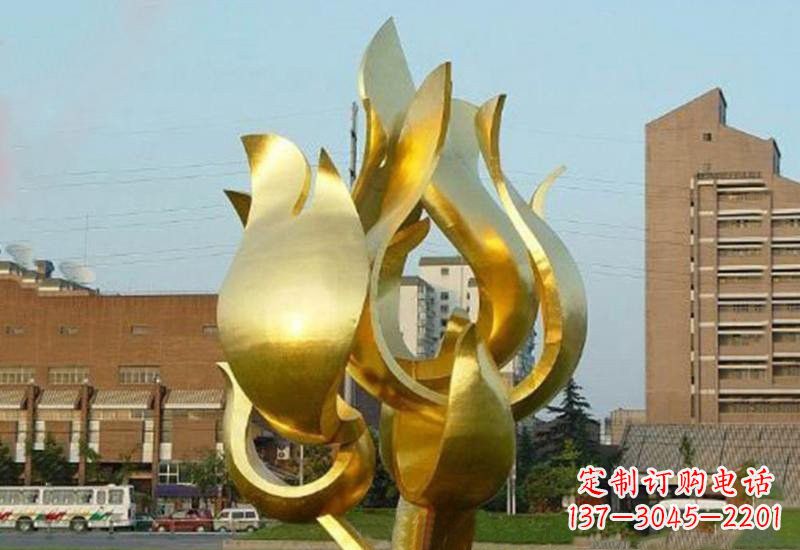 南京不锈钢城市喷漆抽象荷花雕塑