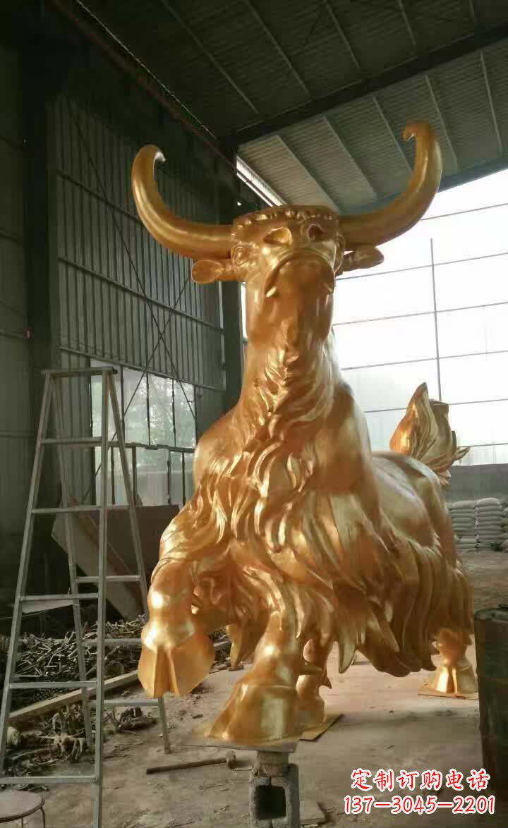 南京不锈钢城市钛金牦牛雕塑