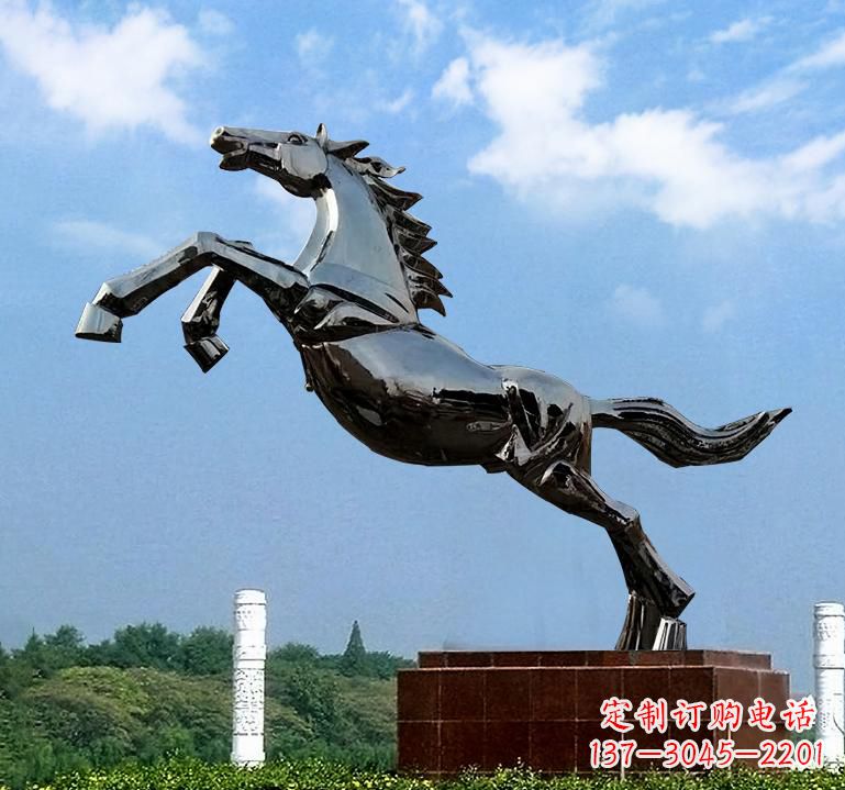 南京不锈钢城市艺术奔马雕塑精美的艺术之作