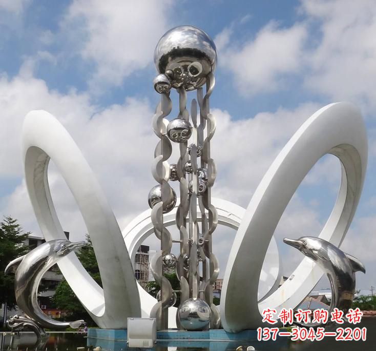 南京不锈钢城市艺术海豚雕塑美丽的海洋守护者