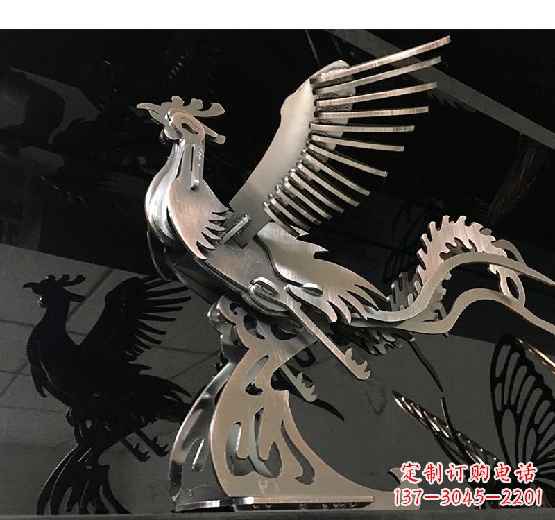 南京不锈钢凤凰雕塑精美的艺术品