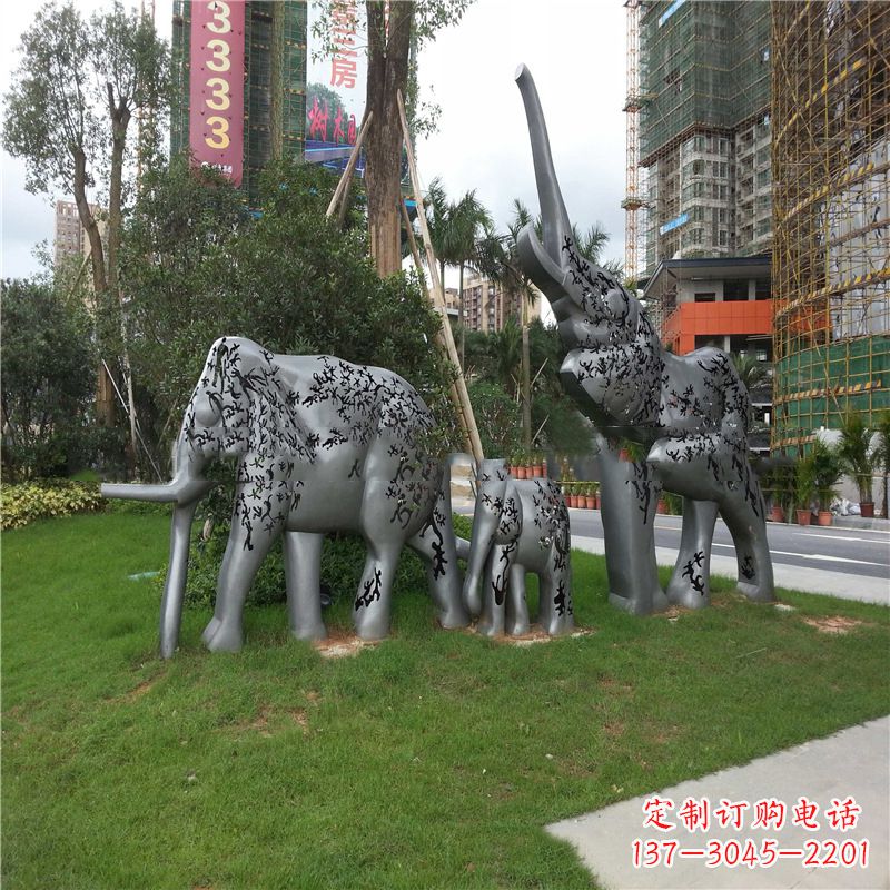 南京不锈钢大象雕塑小区园林的精美装饰
