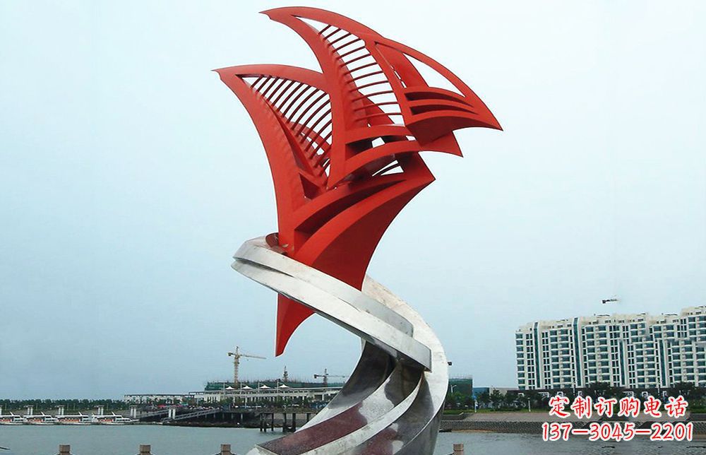 南京海洋之舟——不锈钢抽象帆船海边景观雕塑