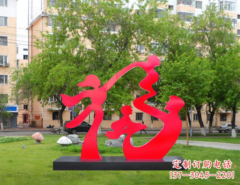 南京不锈钢抽象福字人物雕塑