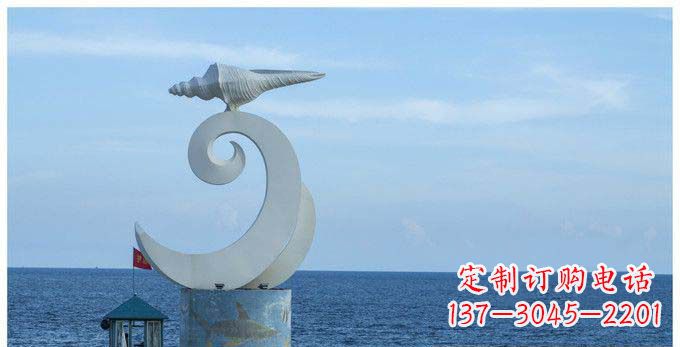 南京不锈钢抽象海浪和海螺雕塑
