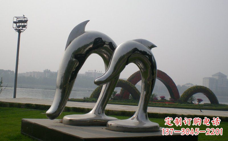 南京精美不锈钢海豚雕塑
