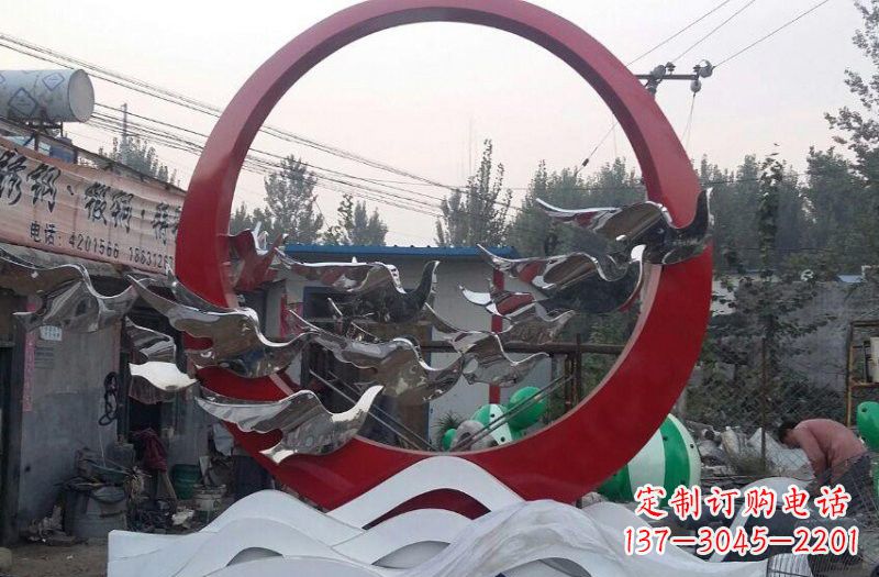 南京不锈钢抽象和平鸽和谐雕塑