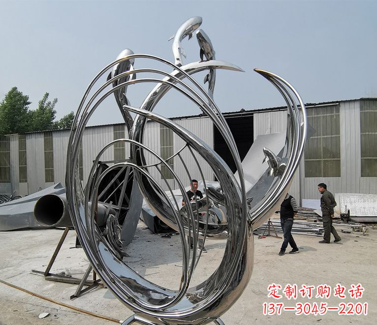 南京不锈钢抽象鲤鱼跃龙门雕塑