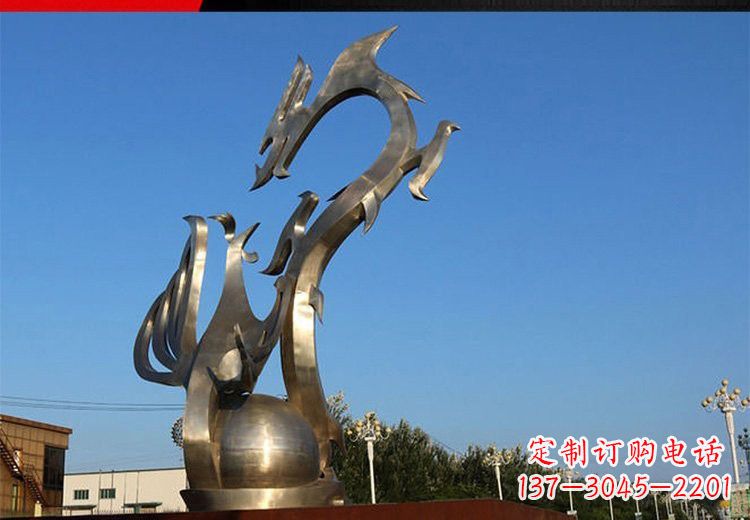 南京不锈钢抽象龙凤雕塑