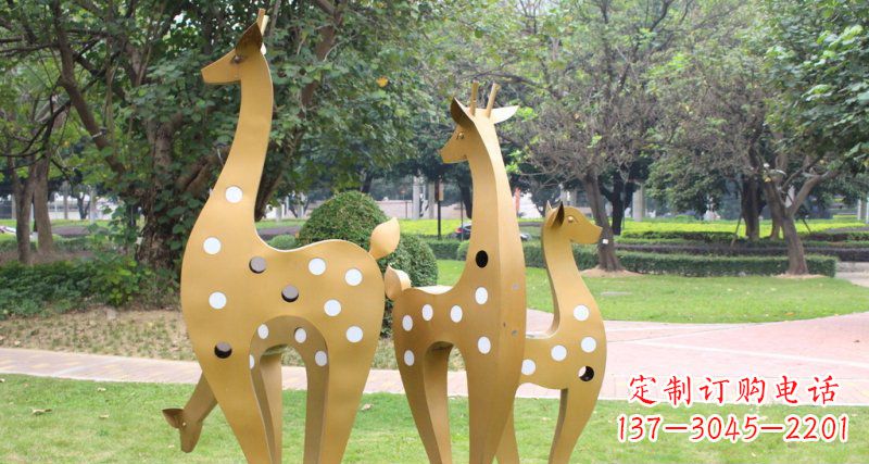 南京不锈钢抽象梅花鹿动物雕塑