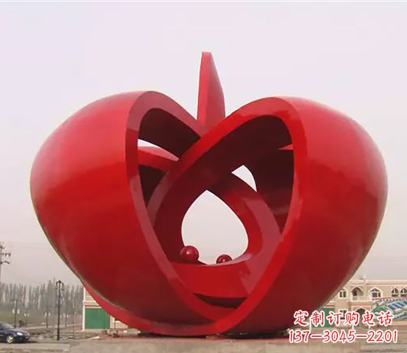 南京精致的不锈钢苹果雕塑