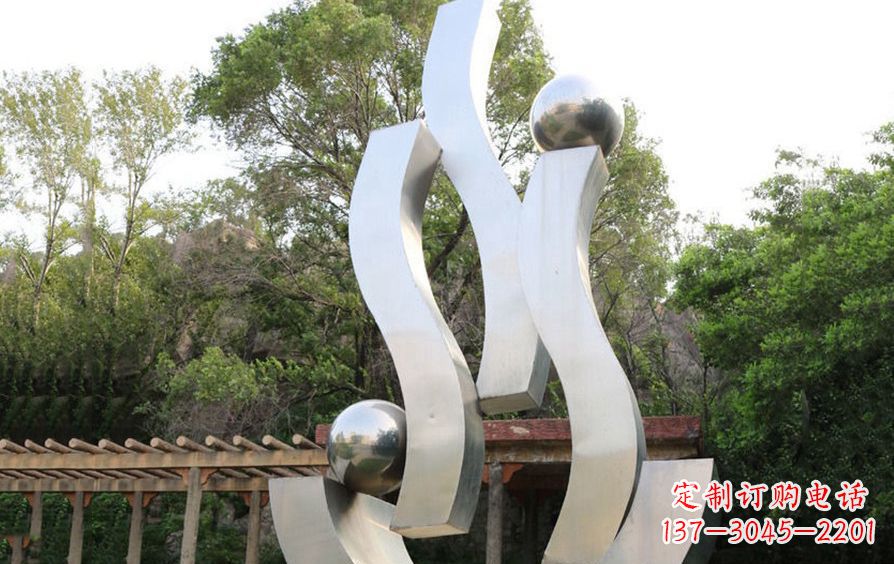 南京不锈钢飘带雕塑美化小区景观