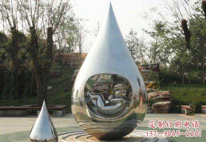 南京不锈钢水滴雕塑缔造生命之源