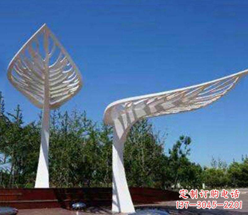 南京精美不锈钢树叶雕塑