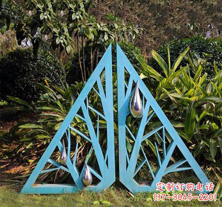 南京不锈钢抽象树枝和水滴雕塑