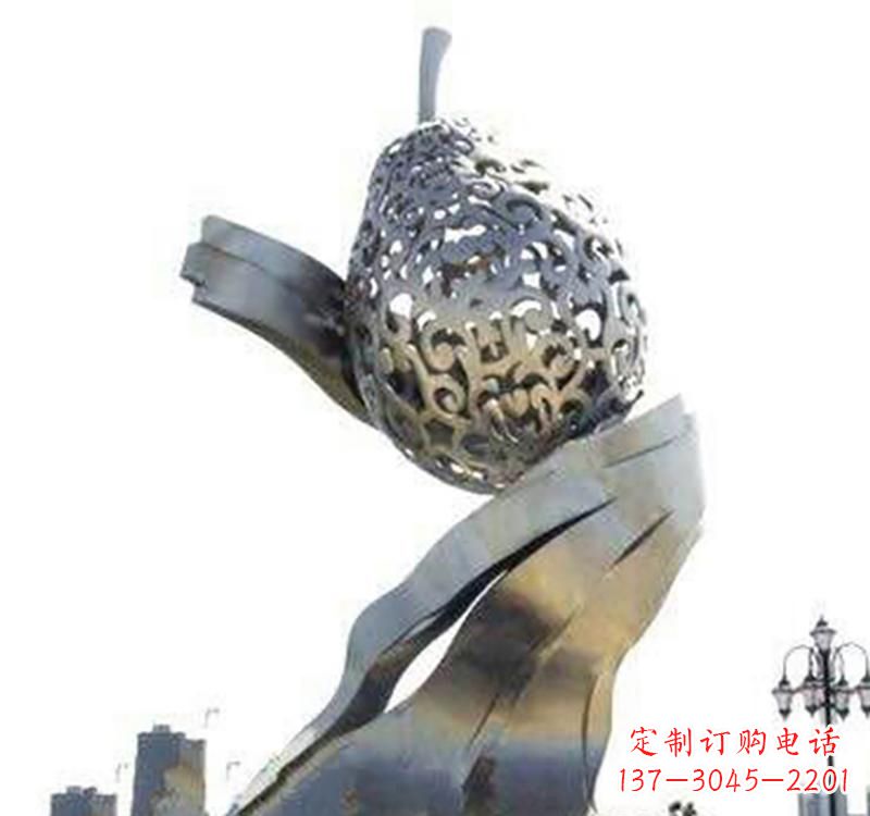 南京不锈钢梨雕塑艺术结合精美外形