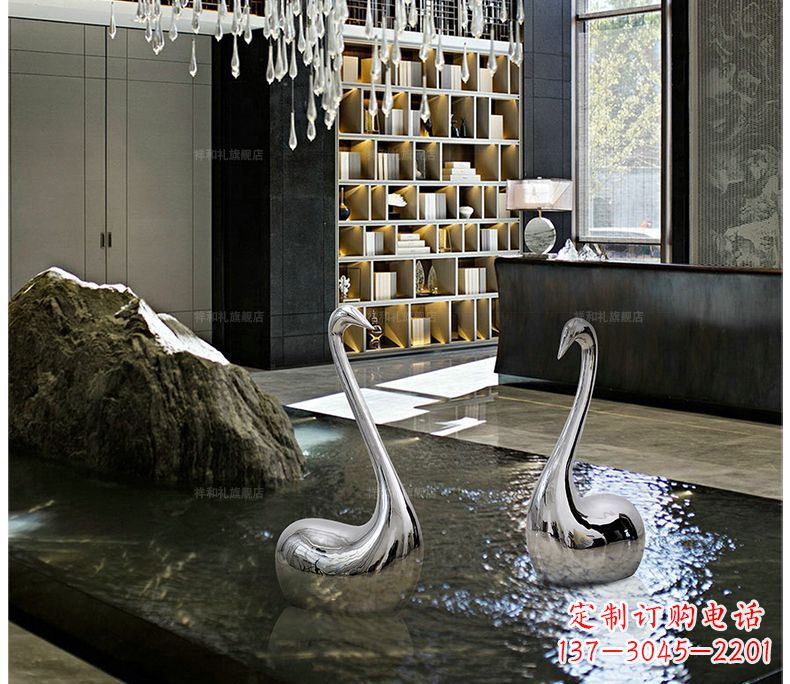 南京精致的不锈钢天鹅雕塑