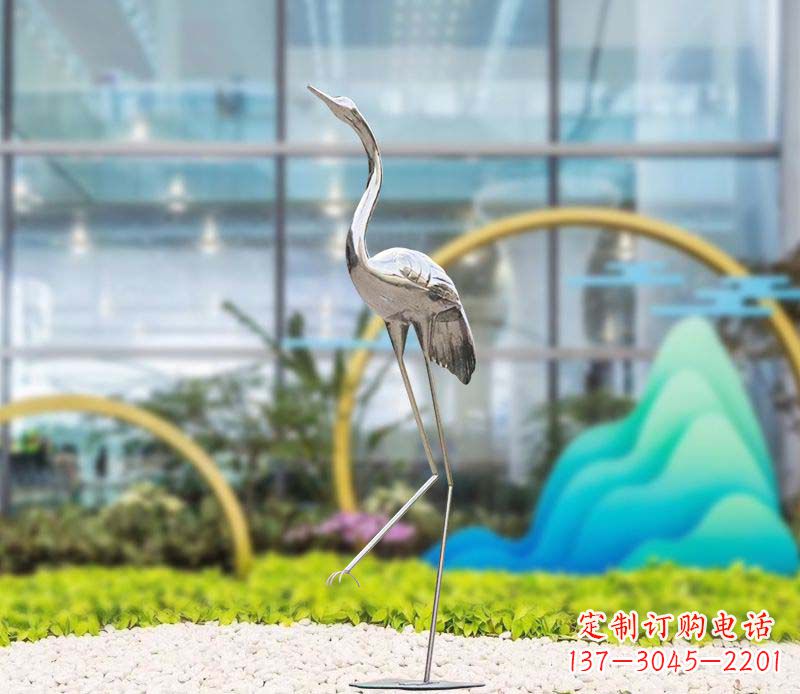 南京不锈钢仙鹤雕塑传承中国古典文化