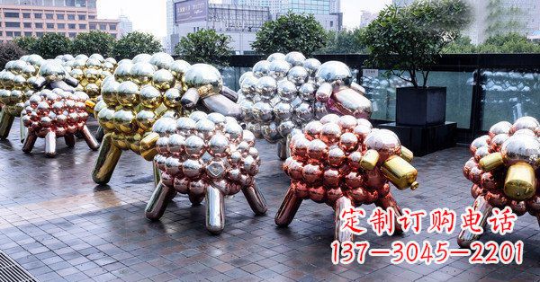 南京不锈钢动物雕塑——小羊肖恩动物广场