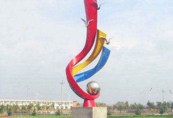 南京不锈钢彩色海鸥海浪雕塑——美丽传承