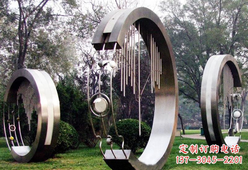 南京不锈钢圆环雕塑——聆听之美