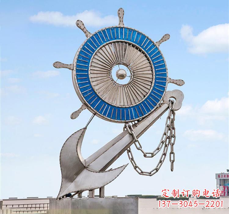 南京不锈钢船舵雕塑2