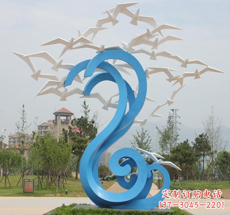 南京新题目精美不锈钢大雁雕塑