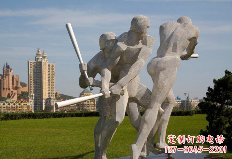 南京不锈钢打棒球人物雕塑2