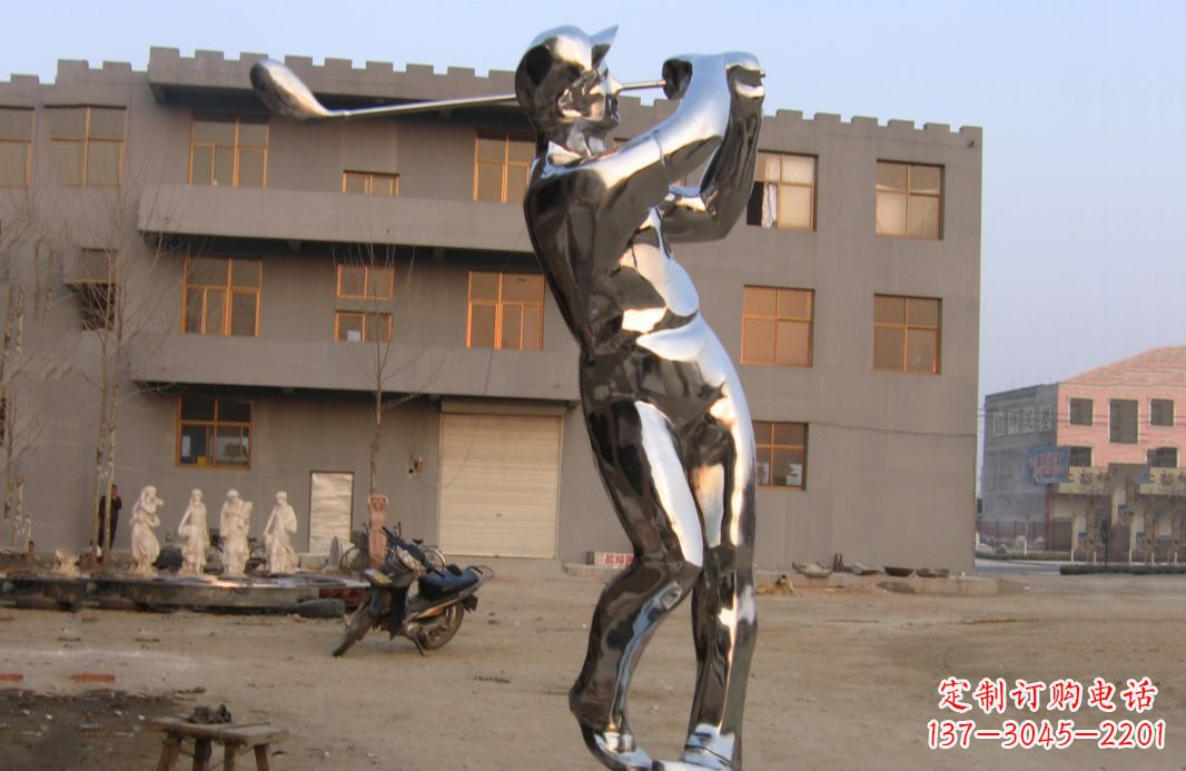 南京不锈钢打高尔夫球广场雕塑