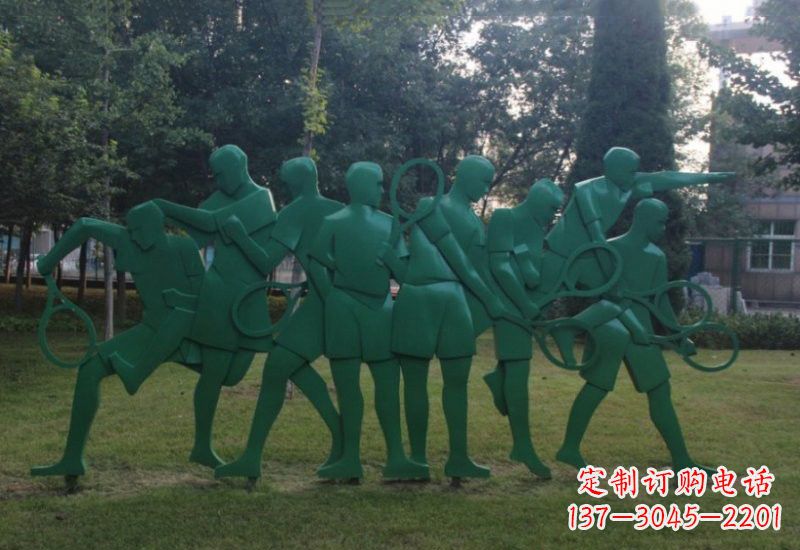 南京不锈钢羽毛球人物雕塑精美绝伦