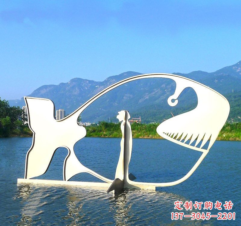 南京不锈钢大型抽象鲸鱼雕塑