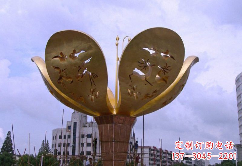 南京大型不锈钢紫荆花雕塑