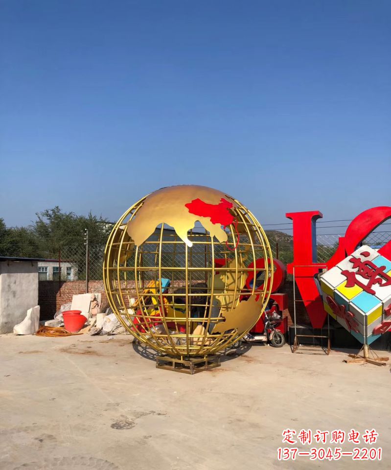 南京不锈钢地球仪雕塑点缀校园景观
