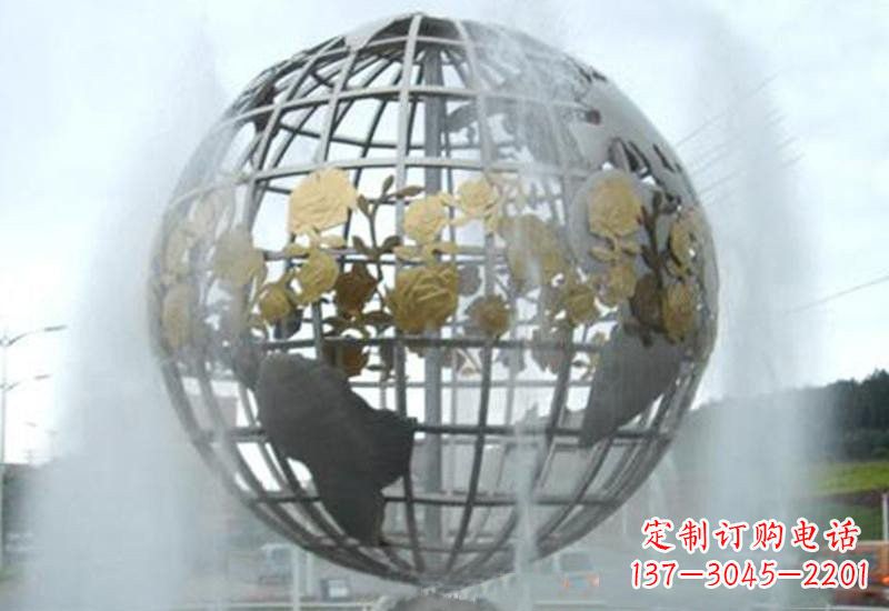 南京不锈钢地球仪雕塑象征着地球家园