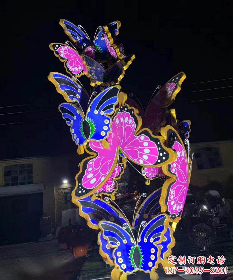 南京不锈钢灯饰彩绘蝴蝶雕塑