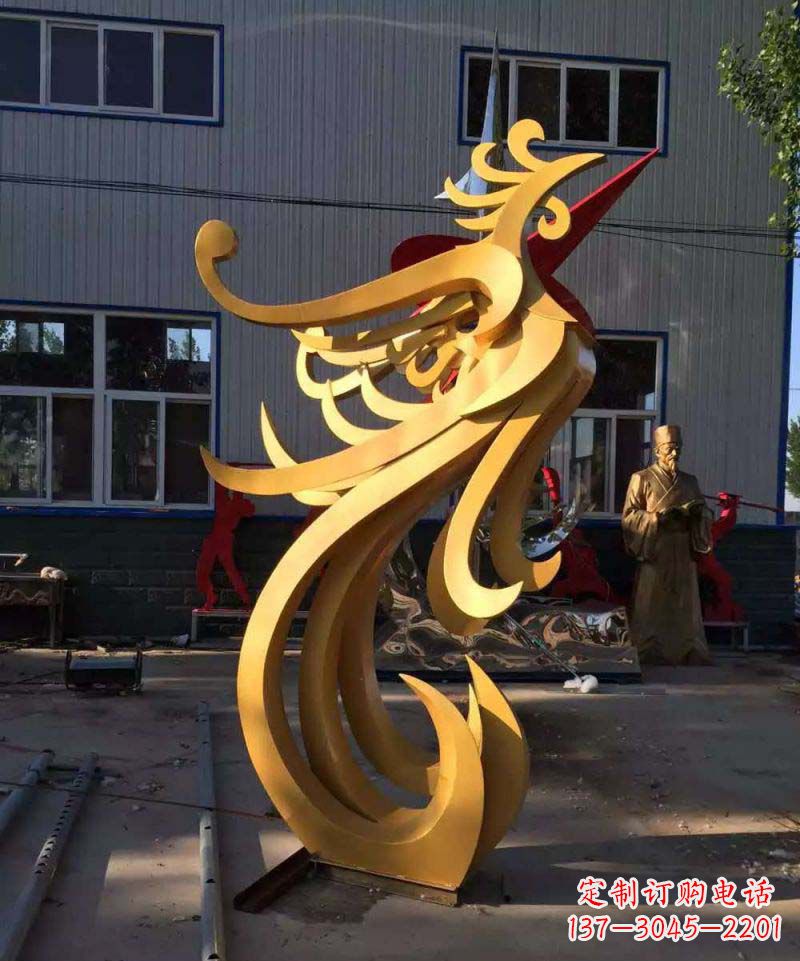 南京不锈钢雕刻凤凰雕塑传承精美工艺