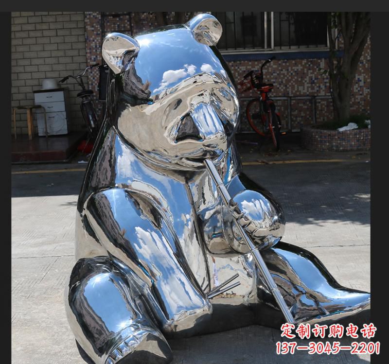 南京不锈钢动物镜面熊雕塑